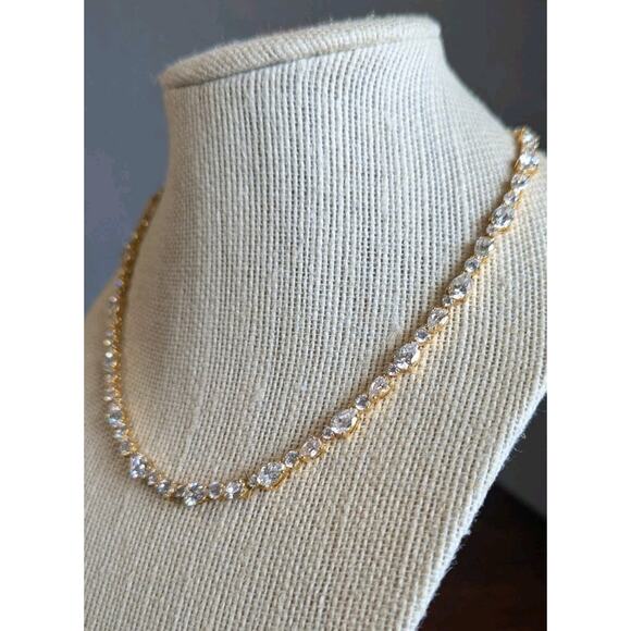 Nadri Crystal CZ Tennis Necklace Gold Plated - Picture 5 of 16